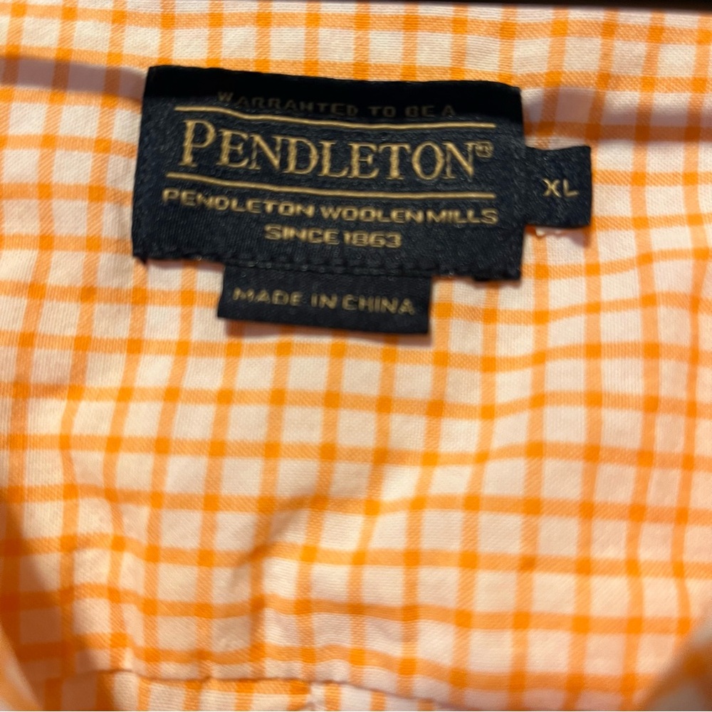 Pendleton Orange & White Checkered Button Down Sh… - image 2